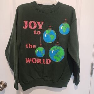 Vintage Tultex "Joy To The World" Christmas Sweatshirt Unisex Medium M Festive